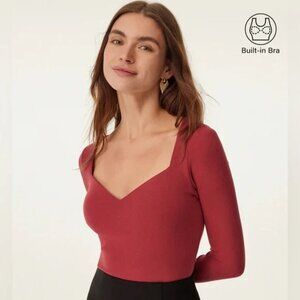 NWT OGL LiteWarm Eco-Mousse Sweetheart Neck Slim Brami Top S Red